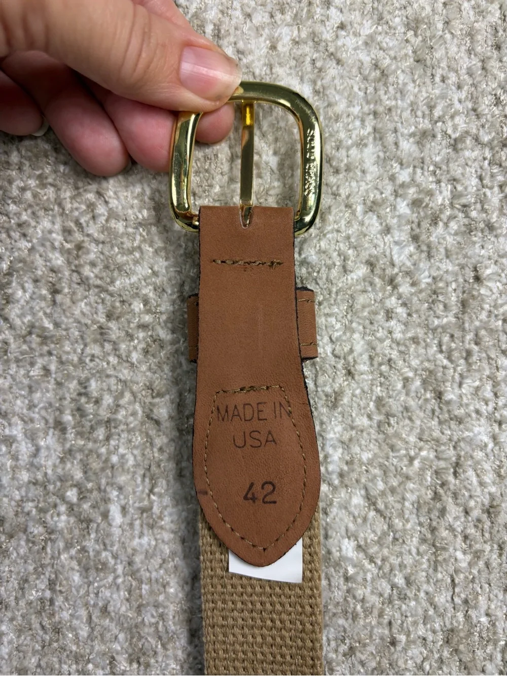 Vintage 90’s Made in USA Men’s Brown Fish-Print Canvas and Leather Belt